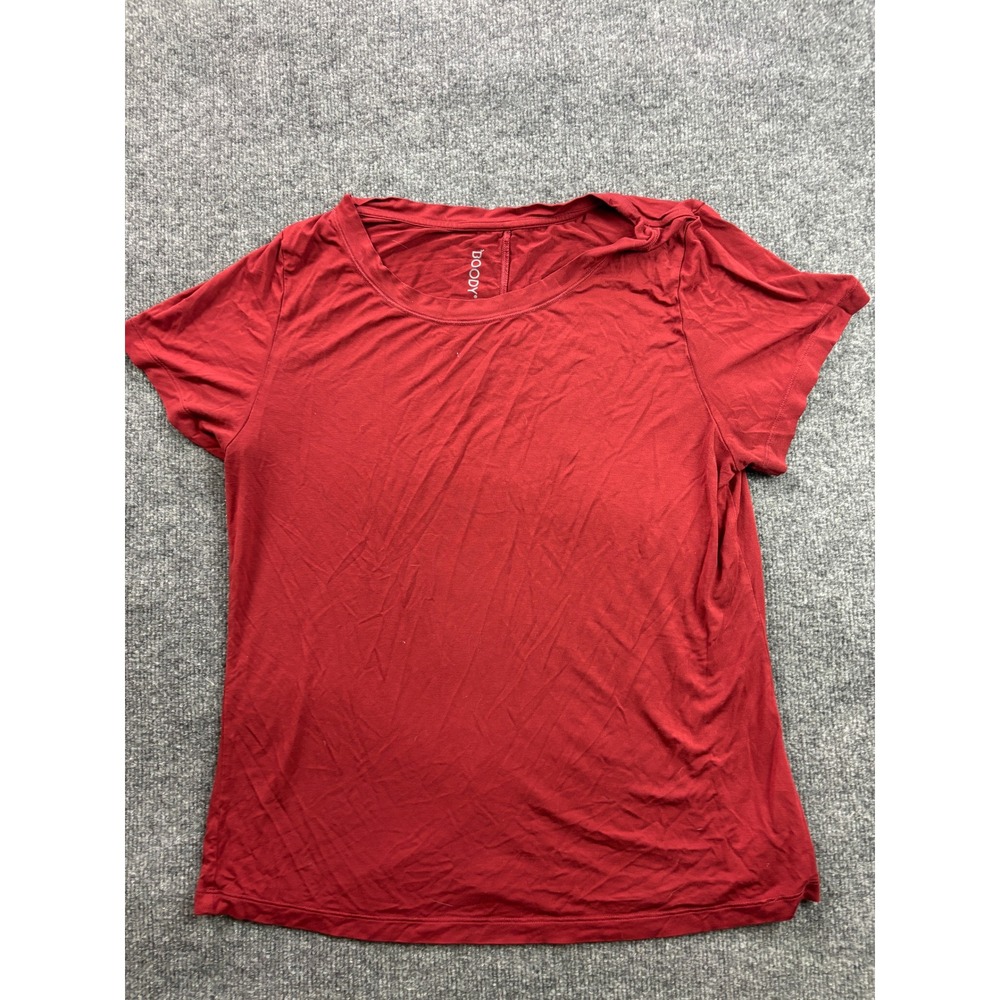 Boody T-Shirt Womens Large Red Bamboo Viscose Short Sleeve Crew Neck Top